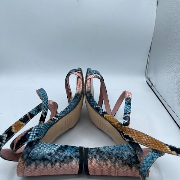 Silent D Anthropologie Ankle Strap Strappy Snakeskin Heels 36 - Picture 5 of 10